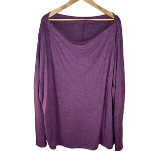 Haptics Oversized Knit Top Size 1X Purple Drapey Batwing